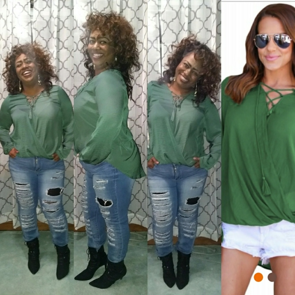 Flowy Lace up Tassle Blouse